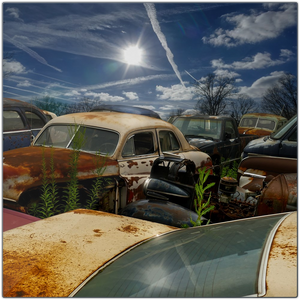 "Motor City Boneyard" Metal Print