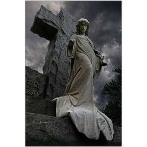 Angel and Cross -  Metal Print